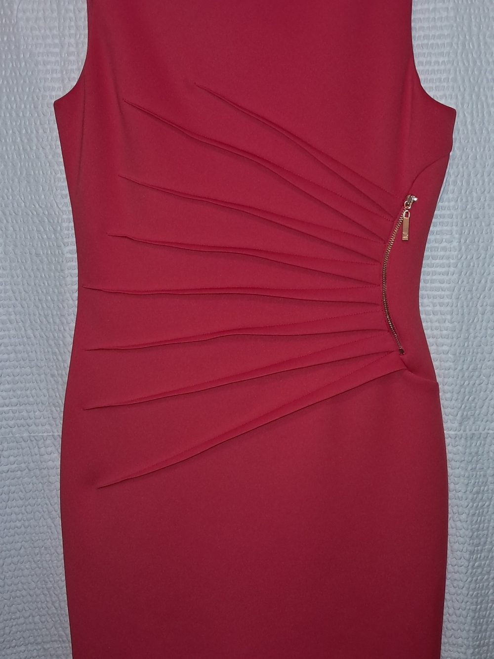 Ivanka Trump Red Sleeveless Sheath Dress with Side Zip Accent